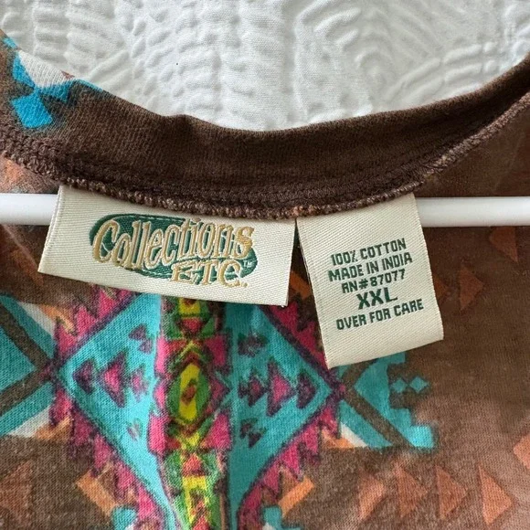 Collections Etc Womens 3/4 Sleeve Tunic Set of 2 Floral Geometric Print Size XXL - Picture 3 of 8